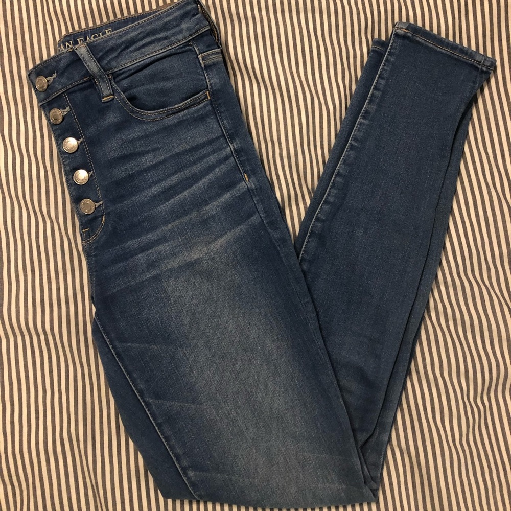 American Eagle High Rise Button Down Fly Denim